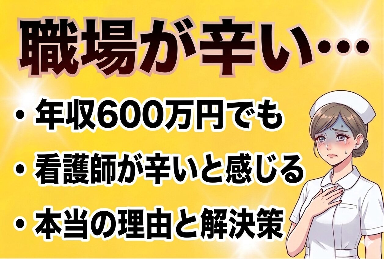 辛い表情の看護師が説明している画像