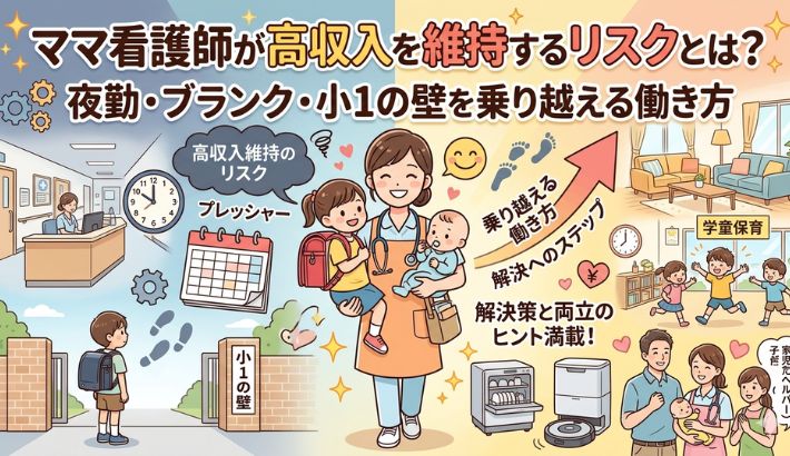 ママ看護師が仕事が忙しくて育児の時間を失いそうなリスクがある画像