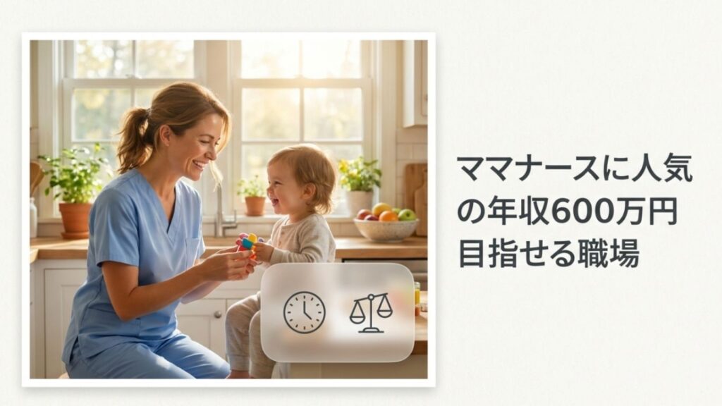ママナースが子どもと笑顔で接している幸せそうな画像